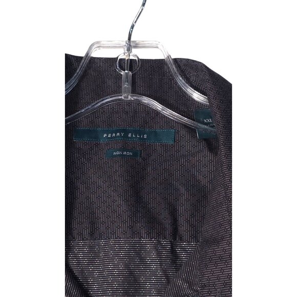 Perry Ellis Mens Non-Iron Black Patterned Dress Shirt XXL - Picture 2 of 6